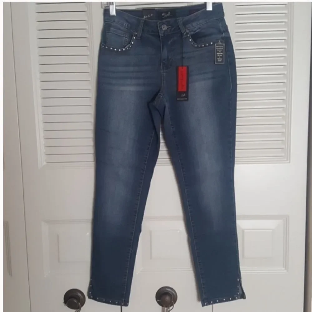 ✨3xHP✨Earl Jean Studded-Pocket Skinny Ankle Jeans✨